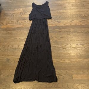 Navy Maxi Dress, Faux Crop Style with Reverse Capelet Back